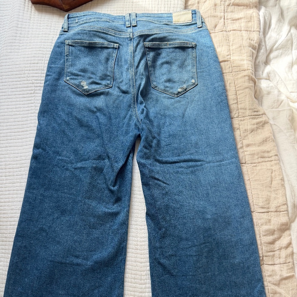 Paige Anessa Petite Wide Leg Cropped Jeans, Size 32 Petite, Sunnie Distressed - Picture 6 of 10